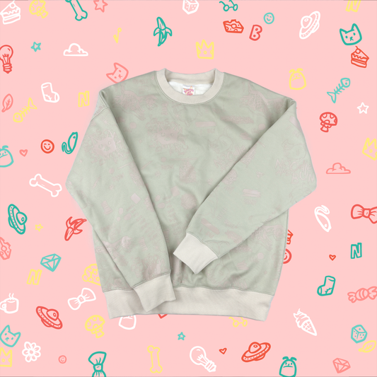Illusion Graffiti Sweater - Sage and Beige (20% OFF)