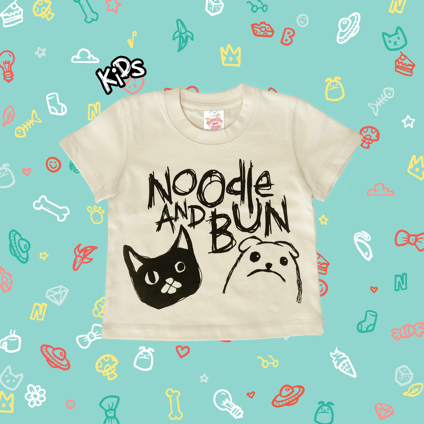 Camiseta Kids Friends - Beige y Negro